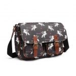 L1107 UN – Miss Lulu Matte Oilcloth Unicorn Satchel – Black