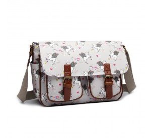 L1107 UN - Miss Lulu Matte Oilcloth Unicorn Satchel - Grey