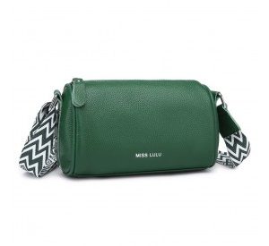 L2309 - Miss Lulu Lightweight Wide Strap Genuine Leather Crossbody Bag - Green
