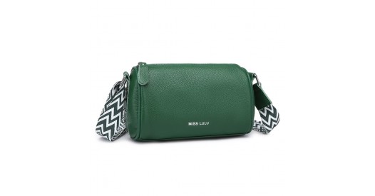 L2309 - Miss Lulu Lightweight Wide Strap Genuine Leather Crossbody Bag - Green