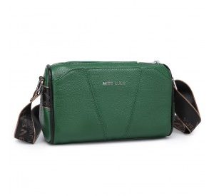 L2310 - Miss Lulu Simple And Elegant Wide Strap Genuine Leather Crossbody Bag - Green