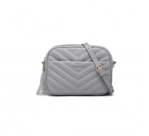 LA2119-1 - Miss LuLu Lightweight Quilted Leather Cross body Bag - Grey