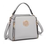 LB2126 – Miss Lulu Leather Look Practical Crossbody Bag – Grey