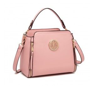 LB2126 - Miss Lulu Leather Look Practical Crossbody Bag - Pink