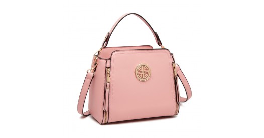 LB2126 - Miss Lulu Leather Look Practical Crossbody Bag - Pink