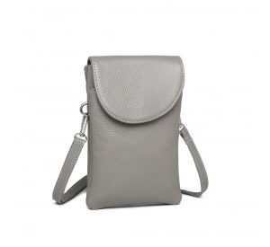LB2140 - Miss Lulu Touch Screen Genuine Leather Small Crossbody Bag - Grey