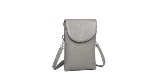 LB2140 - Miss Lulu Touch Screen Genuine Leather Small Crossbody Bag - Grey
