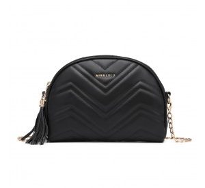 LB2236 - Miss Lulu Trendy Tassel Crossbody Bag - Black