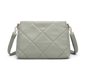 LB2237 - Miss Lulu PU Leather Rhombus Shoulder Bag - Green