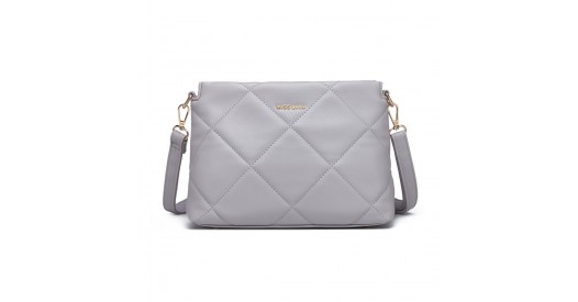 LB2237 - Miss Lulu PU Leather Rhombus Shoulder Bag - Light Grey