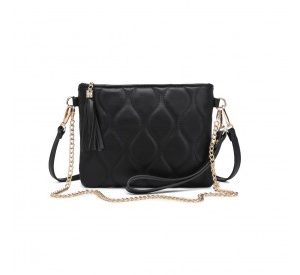 LB2247 - Miss Lulu Small PU Leather Soft Crossbody Bag - Black
