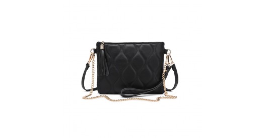 LB2247 - Miss Lulu Small PU Leather Soft Crossbody Bag - Black
