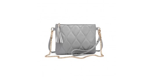 LB2247 - Miss Lulu Small PU Leather Soft Crossbody Bag - Grey