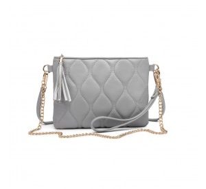 LB2247 - Miss Lulu Small PU Leather Soft Crossbody Bag - Grey