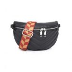 LB2307 – Miss Lulu Wide Strap Bum Bag Lightweight Adjustable Waist Bag – Black