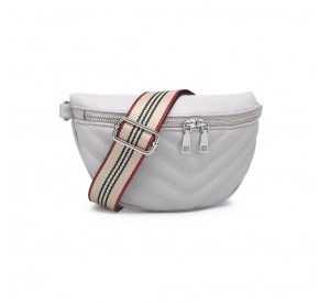 LB2307 - Miss Lulu Wide Strap Bum Bag Lightweight Adjustable Waist Bag - Grey