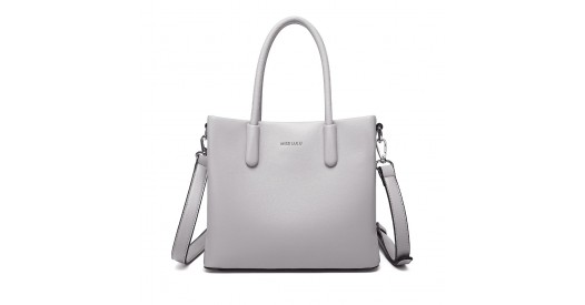LB2367 - Miss Lulu Stylish PU Leather Handbag With Multi-Compartment Design - Grey
