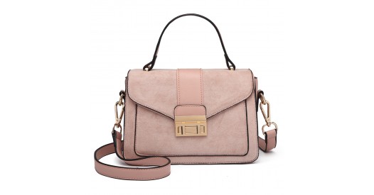 LB6872 - Miss Lulu Matte PU Leather Midi Handbag Cross Body Bag - Pink