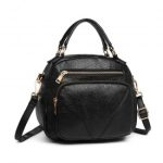 LB6907 – Miss Lulu Bowler Style Shoulder Bag – Black