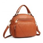 LB6907 – Miss Lulu Bowler Style Shoulder Bag – Brown