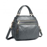 LB6907 – Miss Lulu Bowler Style Shoulder Bag – Grey