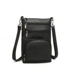 LB6927 – Miss Lulu Multi Pocket Leather Look RFID-Blocking Cross Body Bag – Black