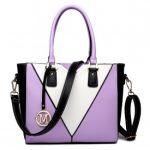 LG1641 – Miss Lulu Leather Look V-Shape Shoulder Handbag – Purple