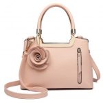 LG1847 – MISS LULU PU LEATHER ROSE HANGING ORNAMENT HANDBAG – PINK