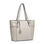 LG1943 – MISS LULU LASER CUT OUT TOTE SHOPPER BAG – GREY