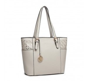 LG1943 - MISS LULU LASER CUT OUT TOTE SHOPPER BAG - GREY