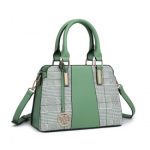 LG2001 – Miss Lulu Gingham Plaid Panel Shoulder Bag – Green