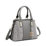LG2001 – Miss Lulu Gingham Plaid Panel Shoulder Bag – Grey
