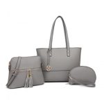 LG2023 – Miss Lulu 3 Piece Leather Look Tote Bag Set – Grey