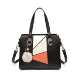 LG2051 – Miss Lulu Colour Block Cross-Body Handbag – Black