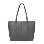 LG2062 – Miss Lulu Leather Look Simple Casual Tote Bag – Grey