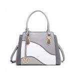 LG2254 – Miss Lulu Pretty Colour Combination Leather Handbag Tote Bag – Grey