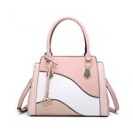 LG2254 – Miss Lulu Pretty Colour Combination Leather Handbag Tote Bag – Pink