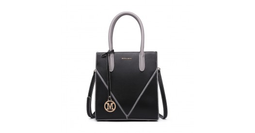 LG2255 - Miss Lulu Rectangular Soft Leather Cross Body Bag - Black