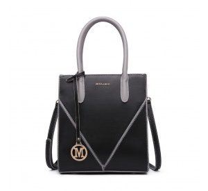 LG2255 - Miss Lulu Rectangular Soft Leather Cross Body Bag - Black