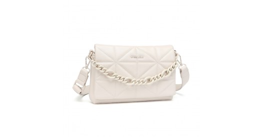 LG2318 - Miss Lulu Chic Quilted Shoulder Bag With Chain Strap - Beige
