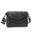 LG2318 – Miss Lulu Chic Quilted Shoulder Bag With Chain Strap – Black