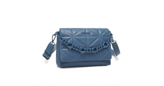 LG2318 - Miss Lulu Chic Quilted Shoulder Bag With Chain Strap - Blue