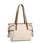 LG2322 – Miss Lulu Elegant Tote Bag With Monogram Pattern – Beige And Brown