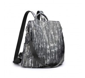 LG2333 - Miss Lulu Versatile Anti-Theft PU Leather Convertible Bag And Backpack - Black