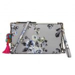 LG6803-MISS LULU CANVAS WITH POMPOM PENDANT HANDBAG SHOULDER BAG GREY