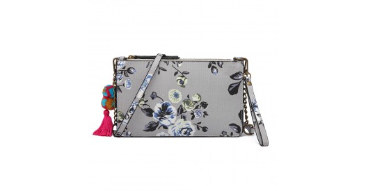 LG6803-MISS LULU CANVAS WITH POMPOM PENDANT HANDBAG SHOULDER BAG GREY