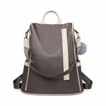 LG6917 – Miss Lulu Two Way Anti-theft Backpack with Pom Pom Pendant – Grey