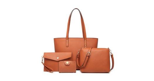 LG6931 - Miss Lulu 4 Piece Handbag Set - Brown