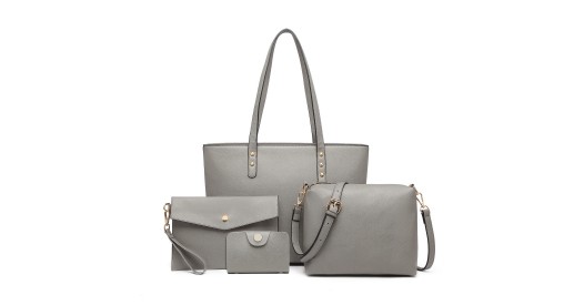 LG6931 - Miss Lulu 4 Piece Handbag Set - Grey