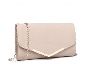 LH1756 - Miss Lulu Leather Look Envelope Clutch Bag - Pink